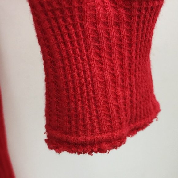 Womens Red V Neck Empire Top Long Sleeve Tie Bow M - Picture 4 of 7